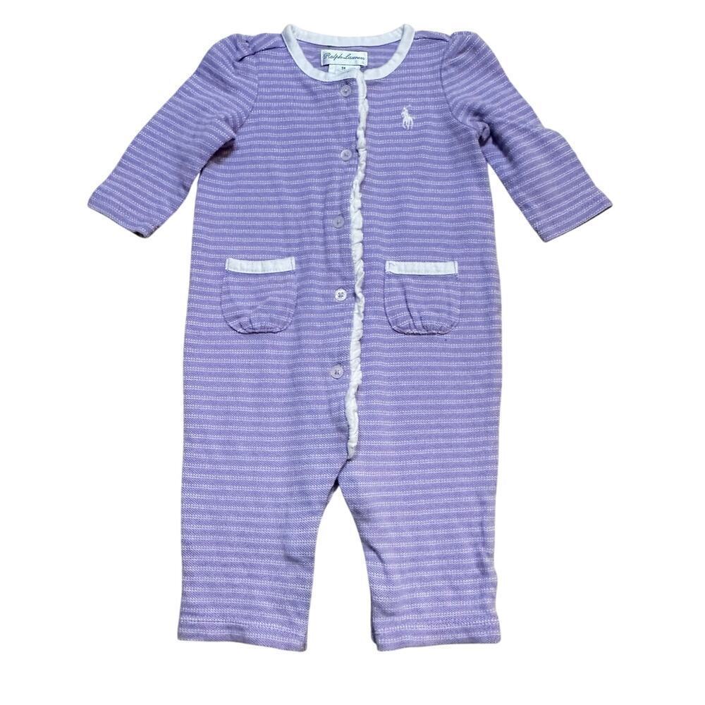 Ralph Lauren Purple Stripe Knit Romper sz 3M